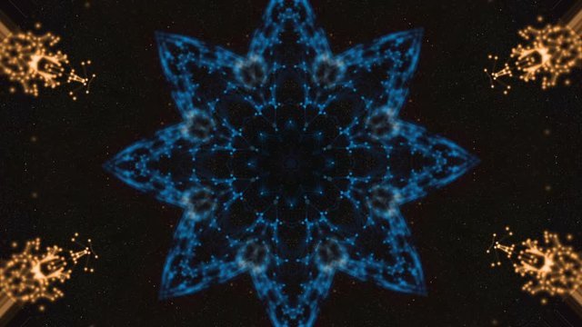 Mantra concept. Seamless loop 4k video of polygonal plexus pattern to be used for joga or meditation performance.