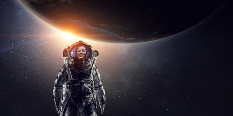 Exploring outer space. Mixed media