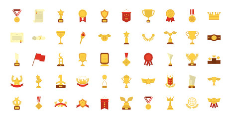 Isolated gold winner and first position icon set vector design