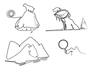 One continuous line drawing of Global warming Simple line art drawing of global warming and polar bears in the poles.