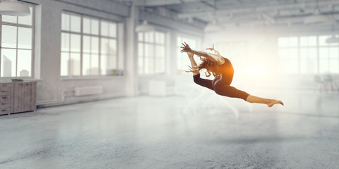 Gymnast girl in jump Mixed media