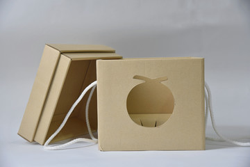 cardboard box on white ground