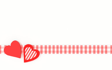 valentine hearts red two on table background, space for your text - 3d rendering