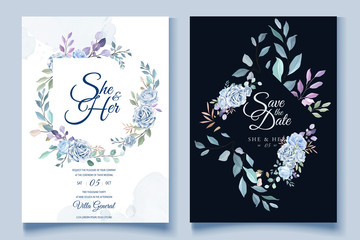 romantic blue wedding floral and leaves
