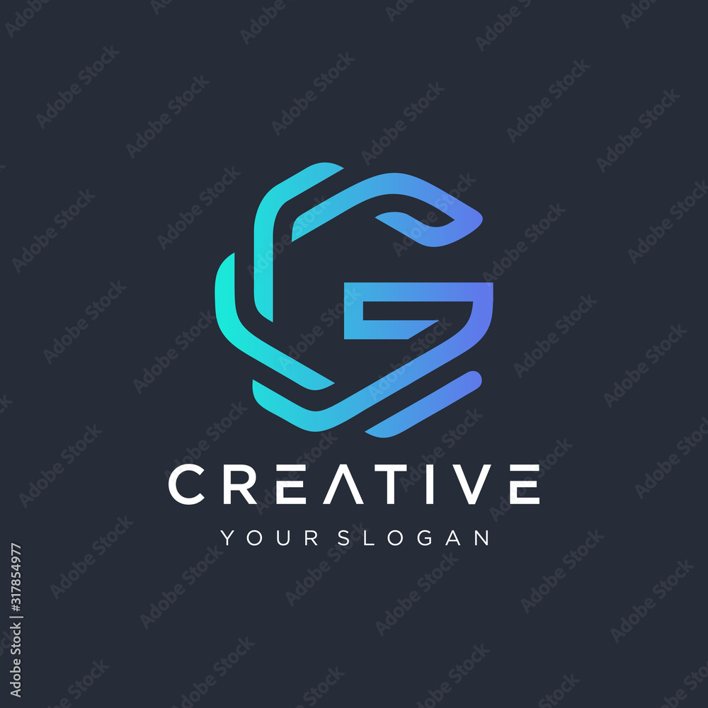 Fototapete initial g cg modern monogram and elegant logo design. logo the letter g in the form of abstract line
