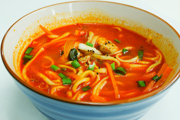 bowl of Korean Jjampung noodle