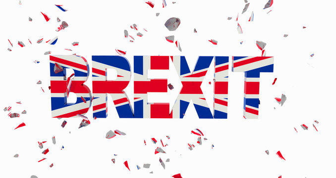 brexit chain breaking and text  english flag for background isolated - 3d rendering