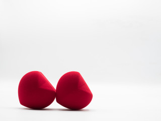 Close up Two Red heart color beautiful is decoration 14 fourteen happy valentine love letter...