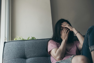 panic attacks alone young woman sad fear stressful depressed emotion.crying begging help.stop abusing domestic violence,person with health anxiety,people bad frustrated exhausted feeling down