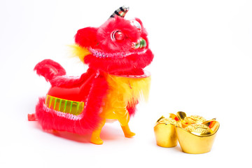 A picture of lion dance miniature with 