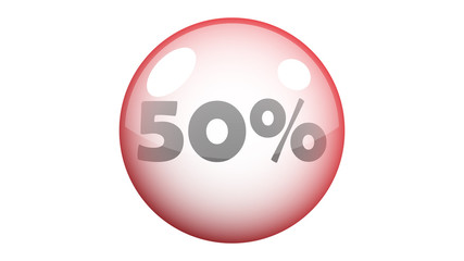 50% vector in red bubble. Sale banner isolated on white background vector design