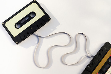 audio cassettes isolated on white background