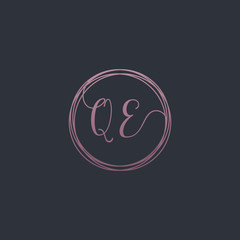 Letter Q E logo template. Creative fashion logo design, couple letter , beauty icon. Initial handwriting or handwritten logo for identity. Logo with hand drawn style. wedding concept -vector