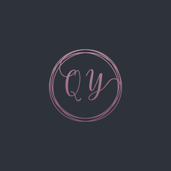 Letter Q Y logo template. Creative fashion logo design, couple letter , beauty icon. Initial handwriting or handwritten logo for identity. Logo with hand drawn style. wedding concept -vector