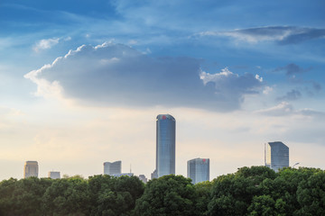 Fototapeta na wymiar Beijing, China modern financial district skyline on a nice day with blue sky