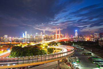 Fototapeta na wymiar named bayi bridge in the night of shanghai china