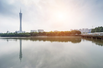 Naklejka premium modern skyscrapers in Guangzhou, China