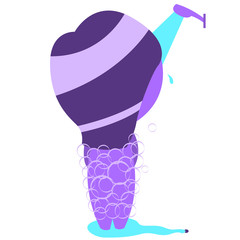 Chibi Muslim female cartoon character. illustrative example of learning children's daily bathing activities. vector