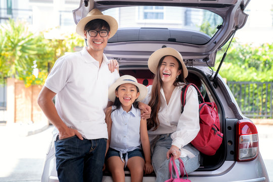 Asian Family Going To Holiday On Summer Vacation