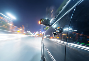 car on the road with motion blur background