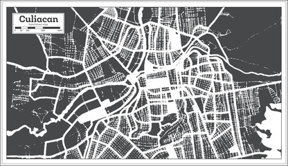 Culiacan Mexico City Map in Retro Style. Outline Map.