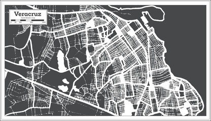 Veracruz Mexico City Map in Retro Style. Outline Map.