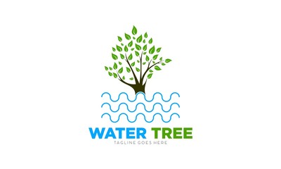Water tree simple luxury vector logo