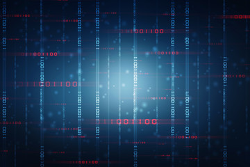 2d illustration abstract digital binary data on computer screen