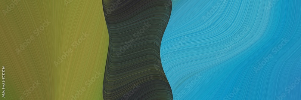 Poster moving header design with olive drab, light sea green and very dark blue colors. dynamic curved lines with fluid flowing waves and curves