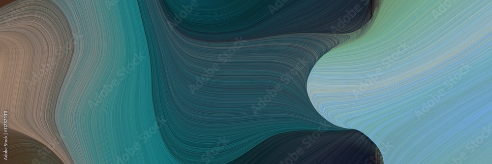 Aufkleber artistic designed horizontal banner with dark slate gray, cadet blue and dark sea green colors. dynamic curved lines with fluid flowing waves and curves