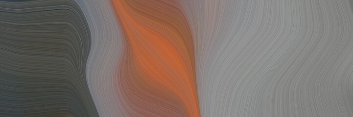 moving horizontal banner with gray gray, old mauve and dark slate gray colors. dynamic curved lines with fluid flowing waves and curves