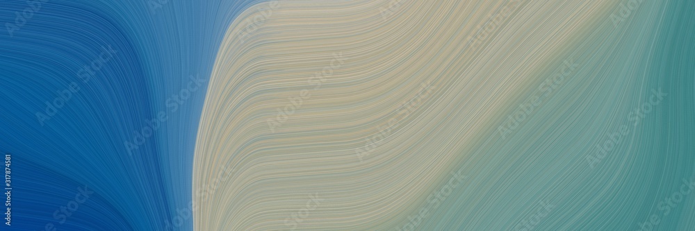 Poster decorative header with dark sea green, strong blue and dark gray colors. dynamic curved lines with f