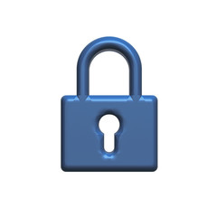Lock blue icon sign 3D image render graphic design