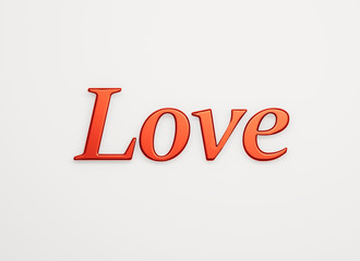 Love text 3D word  valentines day card