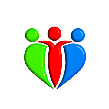 Logo 3D family unity business people heart shape