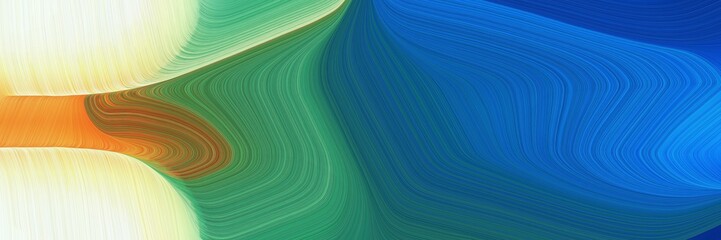 surreal banner design with teal blue, teal and light golden rod yellow colors. dynamic curved lines with fluid flowing waves and curves