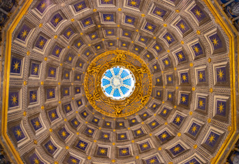 Siena, Italy - CIRCA 2013: The pattern inside Siena Cathedral dome, in Siena, Italy.