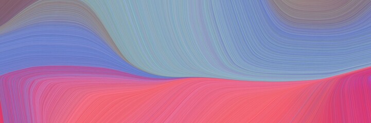 surreal designed horizontal banner with light slate gray, pale violet red and mulberry  colors. dynamic curved lines with fluid flowing waves and curves