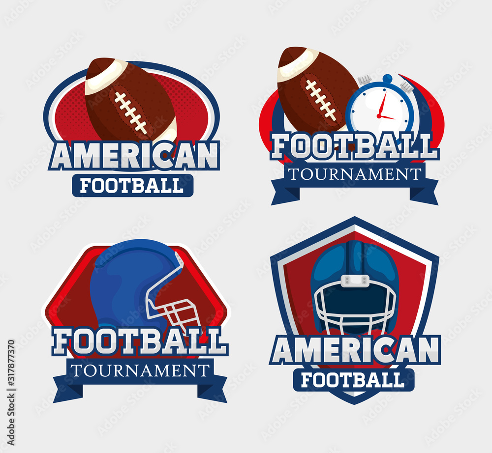 Canvas Prints set of stamps with icons american football