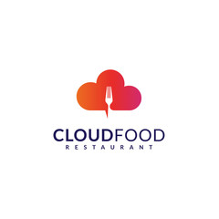 Cloud computing with fork food restaurant logo design