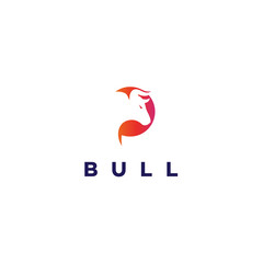 Modern abstract bull head logo design \ Premium Vector