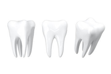 Isolate Close up Beauty White Teeth on white background. 3D Render