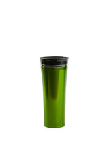 green burgundy thermos on a white background isolated