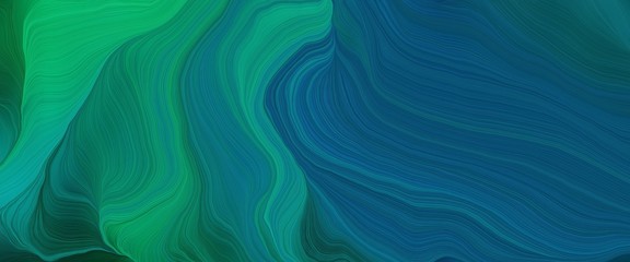 dynamic banner with teal green, dark cyan and teal colors. very dynamic curved lines with fluid flowing waves and curves