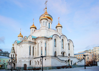 Fototapeta na wymiar Moscow, Russia, Sretensky monastery. Church Of The Resurrection. This is a monastery of the Russian Orthodox Church. It was founded in 1397 in memory of the deliverance of Moscow from the invasion of 