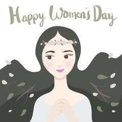 Fototapeta na wymiar Vector illustration Beautiful Princess Happy Woman Day Theme Cute Cartoon