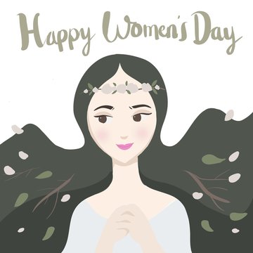 Vector illustration Beautiful Princess Happy Woman Day Theme Cute Cartoon