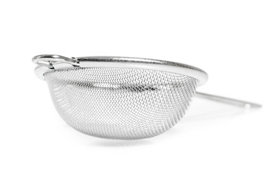Tea strainer (small sieve) with handle. Isolated with clipping path.