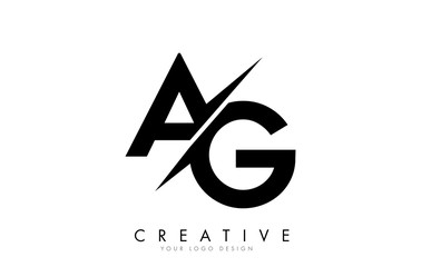 AG A G Letter Logo Design with a Creative Cut. - obrazy, fototapety, plakaty