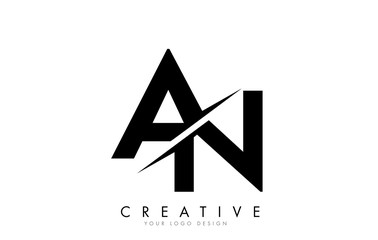 AN A N Letter Logo Design with a Creative Cut.